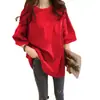 Camiseta de Color Sólido para Mujer, Manga Corta, Estilo Coreano, Holgada y Adelgazante, Verano 2024 Estudiante Estilo Básico Regular Top Blanco de Media Manga