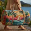 Nueva Marca Independiente Serie Hawaiana Bolso de Viaje Acolchado de Algodón, Bolso de Yoga para Mujer Estampado de Moda, Bolso de Mano