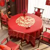 Toalha de Mesa Redonda Festiva, Sem Lavagem, Impermeável, à Prova de Óleo, Toalha de Mesa Vermelha para Decoração de Casamento, Toalha de Mesa para Mesa de Centro com Atmosfera de Ano Novo