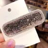 Grampo de Cabelo de Cristal Estilo Coreano Celebridade da Internet Ins Presilha de Cabelo com Strass Presilha para Franja Acessório de Cabelo Full Diamond Luxo Leve