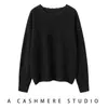 Suéter de Cachemira Dorado con Encaje de Frijol, Cuello Redondo, Estilo Nuevo Otoño e Invierno para Mujer, Suéter Pulóver Holgado, Suéter Base Tejido de Cachemira