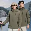 2026 Nueva Chaqueta de Montañismo Impermeable de Grosor Medio con Forro de Polar Integrado para Pareja Ropa de Trabajo Ropa Exterior con Logo Estampado