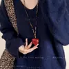 Collar Largo de Madera Estilo Chino Retro para Mujer, Cadena para Suéter de Cuello Halter Estilo Étnico de Nicho, Accesorios Versátiles de Estilo Nacional para el Día a Día