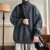 Suéter de cuello alto blanco suéter de punto perezoso de alta calidad para hombre otoño e invierno suéter de punto oversize suéter interior base