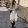 Falda de Encaje Irregular Blanca para Mujer, Falda de Tarta Adelgazante de Cintura Alta de Verano, Falda de Tul de Encaje con Volantes en A