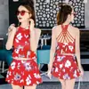 Moda Banho Feminina Nova Moda Split Barriga Cobrindo Slim Orelha Borda Estudante Conservador Cor Sólida Praia Hot Spring Swimsuit