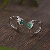 Clip para Oreja de Plata S925 Nuevos Pendientes Círculo Chino Estilo Chino para Mujer Incrustados con Calcedonia Natural Pendientes de Nicho Joyería al por Mayor