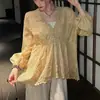 Mangas que barren el aguaEncaje soluble en agua tridimensional posicionado camisa de Tencel bordada con láser 2026 top camisa de manga larga de otoño