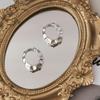 Pendientes de hebilla tremella S925 de estilo retro personalizado con superficie cóncava-convexa, estilo simple, pendientes ovalados de cuerpo completo con cabello plateado