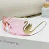 Gafas de Sol de Una Pieza Sin Marco Cortadas al Borde Nueva Tendencia de Moda Transfronteriza Estilo Callejero Y2K Gafas de Sol Adelgazantes con Protección UV