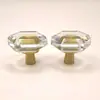 Manijas para Puertas de Gabinetes y Armarios, Herrajes de Cobre para Cajones, Manijas de Cristal de Cristal, Manijas Pequeñas, Manijas con Base Hexagonal de Cobre