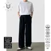 Pantalones Rectos de Tela Fluida Negro de Lujo Ligero de Moda Gruesos Cálidos con Forro Polar de Invierno Pantalones Casuales Pantalones de Traje Elegantes para Hombre