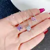 Collar de Diamante de Color Octogonal Cortado en Rosa de 2 Quilates Brillante, Sencillo y Versátil, Cadena Elegante y Exquisita para la Clavícula