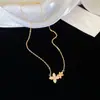 Flor Carmesí Rima Caída Exquisito Zircón Flor de Trébol Collar Lujo Ligero Moda Cadena para Clavícula Collar Simple Versátil