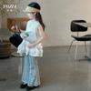 YOJIA2025 Coleção de Coletes de Verão Meninas Novo Estilo Western Doce Camisola de Menininha Top Infantil