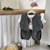 Conjunto de Chaleco de Moda de Verano para Bebé Niño Estilo Coreano, Nuevo Conjunto de Tres Piezas con Cuello Redondo para Niños