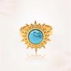 Anillo abierto de acero inoxidable turquesa para mujer, estilo europeo y americano, con diseño de mano de acero de titanio y diamantes retro transfronterizos.