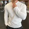 Camiseta jacquard de gofre para hombre con tacto texturizado, corte ajustado, manga larga, top deportivo suave y transpirable, camiseta base de punto