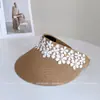 Sombrero de Paja Hountop con Decoración de Perlas y Flores Estilo Coreano para Mujer, Verano, Dulce, Lindo, Protector Solar, Sombrero de Paja Casual, Versátil, Sombrilla