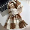 Colección de Rebajas~ Bufanda Cuadros para Mujer para Invierno, Imitación Cachemir, Engrosada, con Borlas, Versátil, Cálida, Estilo Coreano, Moda de Alta Gama