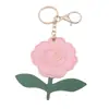Llavero Colgante Creativo de Cuero con Estampado de Flor de Peonía Estilo Chino Accesorios de Ropa de Cuero Accesorios para Jeans
