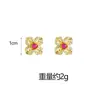 Pendientes Dorados de Arena Vietnamita de Moda Transfronterizos Diamante Cruz Diamante Mortero Pendientes de Trébol de Cuatro Hojas Joyería Exquisita de Larga Duración