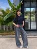 Jeans de Pierna Ancha Desestructurados Estilo Yuppie Suaves de Tencel GAGD para Mujer Estilo Americano Retro Sueltos Rectos