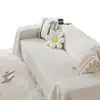 Funda de Sofá de Hilo de Algodón Estilo Crema Completamente Cubierta Antideslizante Resistente al Desgaste Tejido de Gofre para Sofá Cubierta Completa de Una Pieza Tela para Sofá