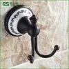 FLG Rana Cobre Completo Estilo Europeo Juego de Colgantes para Baño Bronce Negro Porcelana Azul y Blanca Toallero de Baño Barra para Toallas Portarrollos de Papel Higiénico