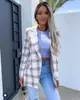 2023 AliExpress wish Amazon Nuevo Estallido de Primavera y Otoño para Mujer Chaqueta de Traje con Estampado de Manga Larga de Doble Botonadura