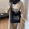 Bolsa Tote de Camurça Coreana 24 Nova Bolsa Atmosfera Marrom Escuro Simples Cor Pura Grande Capacidade Bolsa Feminina Atacado