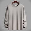 Primavera e Outono Nova Cor Sólida Manga Comprida Camiseta Masculina Gola Redonda Camisa Base Simples All-match Light Plate plus size Solto Top