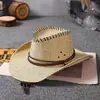 Chapéu de Palha Masculino para Pesca e Ciclismo Chapéu de Praia Grande Aba de Verão Chapéu de Proteção Solar Feminino Chapéu de Cowboy com Proteção Solar
