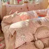 Conjunto de quatro peças de algodão puro de camada dupla, 2026 novo modelo, lençol de cama, capa de edredom, lençol com elástico, capa de colcha, conjunto de três peças para dormitório 4
