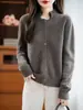 Nova Jaqueta de Malha Versátil 2025 Outono e Inverno 100% Lã Pura Fio Duplo Feminina Suave e Macia Cardigan Suéter Simples Coreano