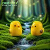 Mini terrário, jardinagem com musgo, paisagismo com suculentas, ornamentos, decorações de pintinho amarelo pequeno estilo cartoon, figuras de PVC