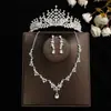 Coroa elegante de noiva Mori Super fada cocar conjunto de três peças novo colar acessórios de casamento brincos de aniversário casamento mulheres