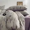 Nuevo Juego de Cama de Cuatro Piezas 2025 de Lino Puro de Alto Peso y Algodón Lavado Estilo Retro Textura de Lino Ropa de Cama