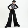 2023 primavera novos jeans mulheres retrô cultura asiática preto e cinza perna larga perna larga desgastado comércio exterior varrendo calças