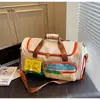 Bolsa de Viagem Grande Capacidade com Cores Contrastantes da Moda para Homens e Mulheres Bolsa Esportiva Dopamina para Fitness Bolsa para Natação Yoga Bolsa de Bagagem para Embarque