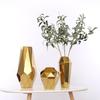Galvanoplastia de luxo leve simples nórdico ouro nobre geométrico abstrato vaso cerâmico decoração suave ornamentos atacado