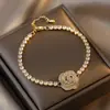Pulseira Geométrica Ajustável Flor Rosa Microcravejada com Zircônia Moda Europeia e Americana Ins Celebridade da Internet Pulseira Simples para Mulheres