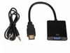 Cabo hdmi para vga com áudio hd linha conversor conector computador TV projeção cabo hdmi branco