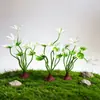 10,5 CM simulação pequenas flores brancas e plantas modelo aquário plástico grama fita base bandeja de areia psicológica plantas ornamentos