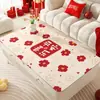 Tapete Vermelho para Mesa de Centro, À Prova d'Água e de Óleo, Toalha de Mesa Sem Lavagem, Tapete Festivo de Mesa de Jantar para Ano Novo, Toque de Luxo Leve e de Alta Qualidade, Tapete Protetor de Mesa