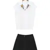 Conjunto de Verão Estilo Salt com Vibe de Deusa, Chique de Rua e Shorts Maduros Conjunto de Duas Peças para Mulheres, Top Popular de Influenciadora