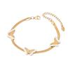 Pulseira de moda transfronteiriça de aço inoxidável coração de amor pérola joias cartão redondo chave pequeno cadeado pulseira grossa em estoque fábrica