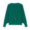 Xale Simples Estilo Coreano Primavera e Outono Cor Lisa Cardigã Tricotado Estilo Ocidental Top Manga Morcego Suéter Larga Casaco para Mulheres