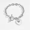 Pulsera de Acero Inoxidable Color Oro Rosa con Incrustaciones de Diamante en Forma de Corazón con Cierre OT, Accesorio Elegante para Mujeres Trabajadoras, Cadena Transfronteriza