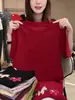 Camiseta Manga Curta Cor Magenta, Gola Redonda, Ombro Caído, Tecido de Algodão Puro Escovado, Estilo Niche Aconchegante, Elegante, Rejuvenescedor, Emagrecedor, Blusa Base